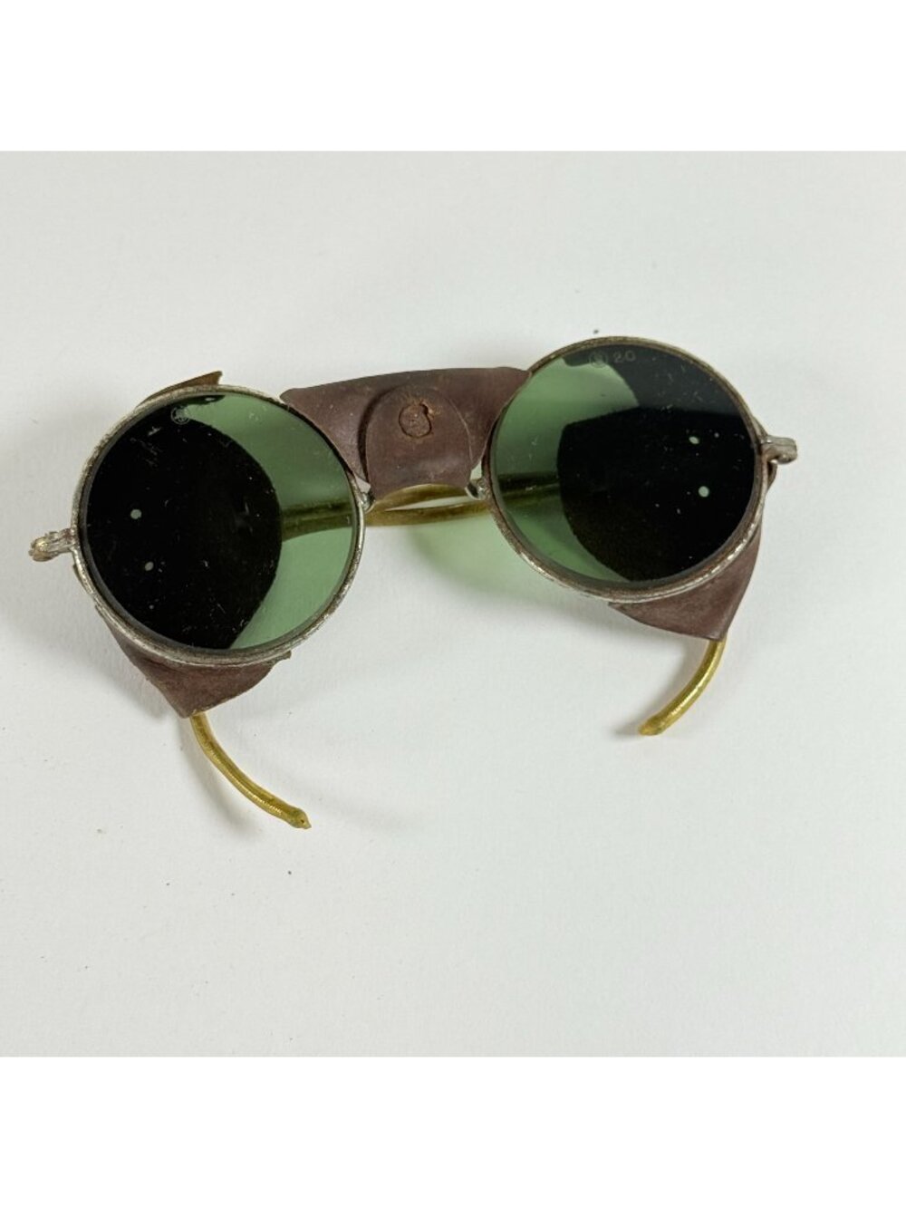 Vintage WILLSON Green Lens Safety Glasses Round Metal Side Shields Steampunk